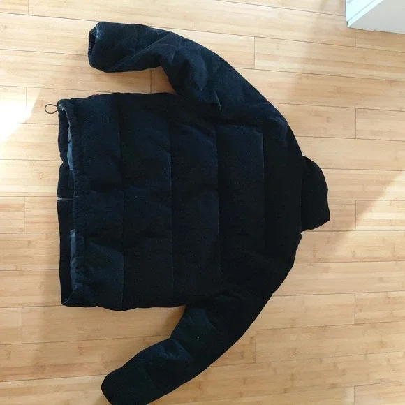 Levis Puffer Corduroy Jacket Vintage LARGE Black Cinch Waist Y2K Academia Preppy - Picture 9 of 12